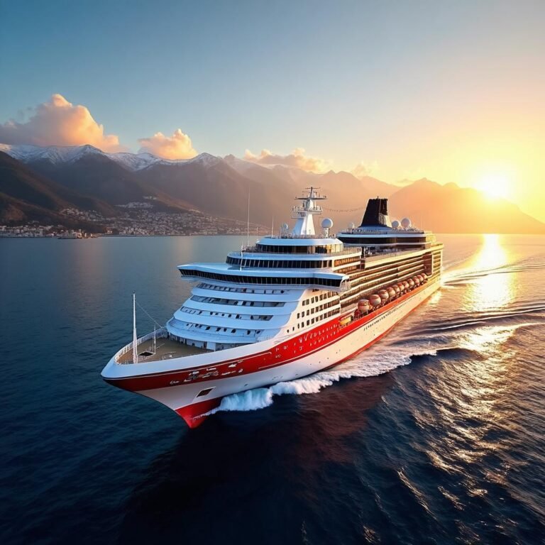 luxury cruise ship Mediterranean sunset