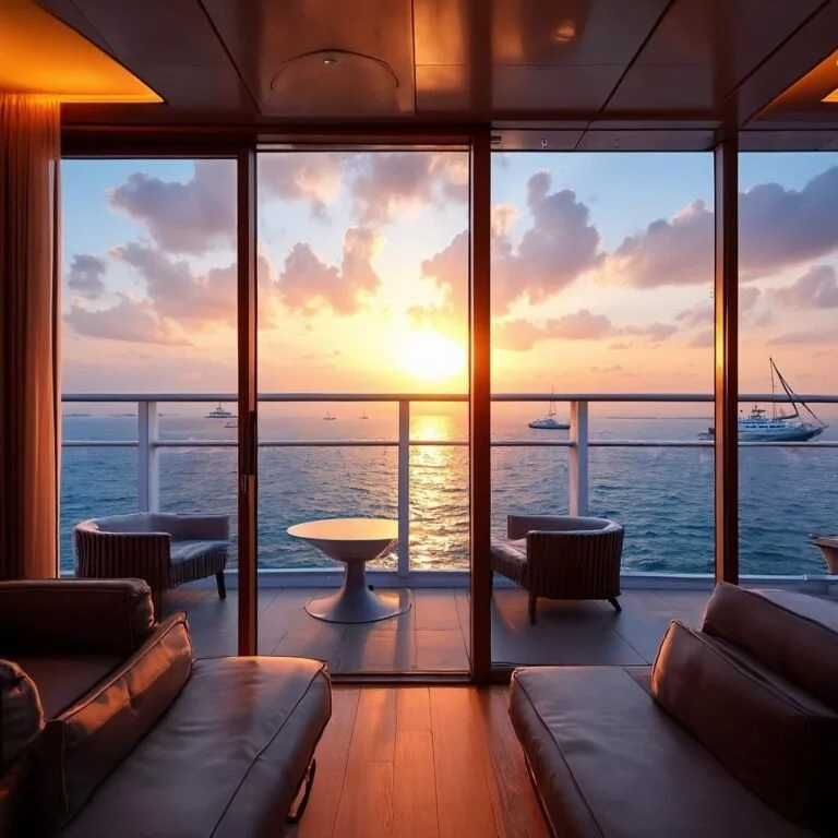 cruise ship balcony cabin with ocean view