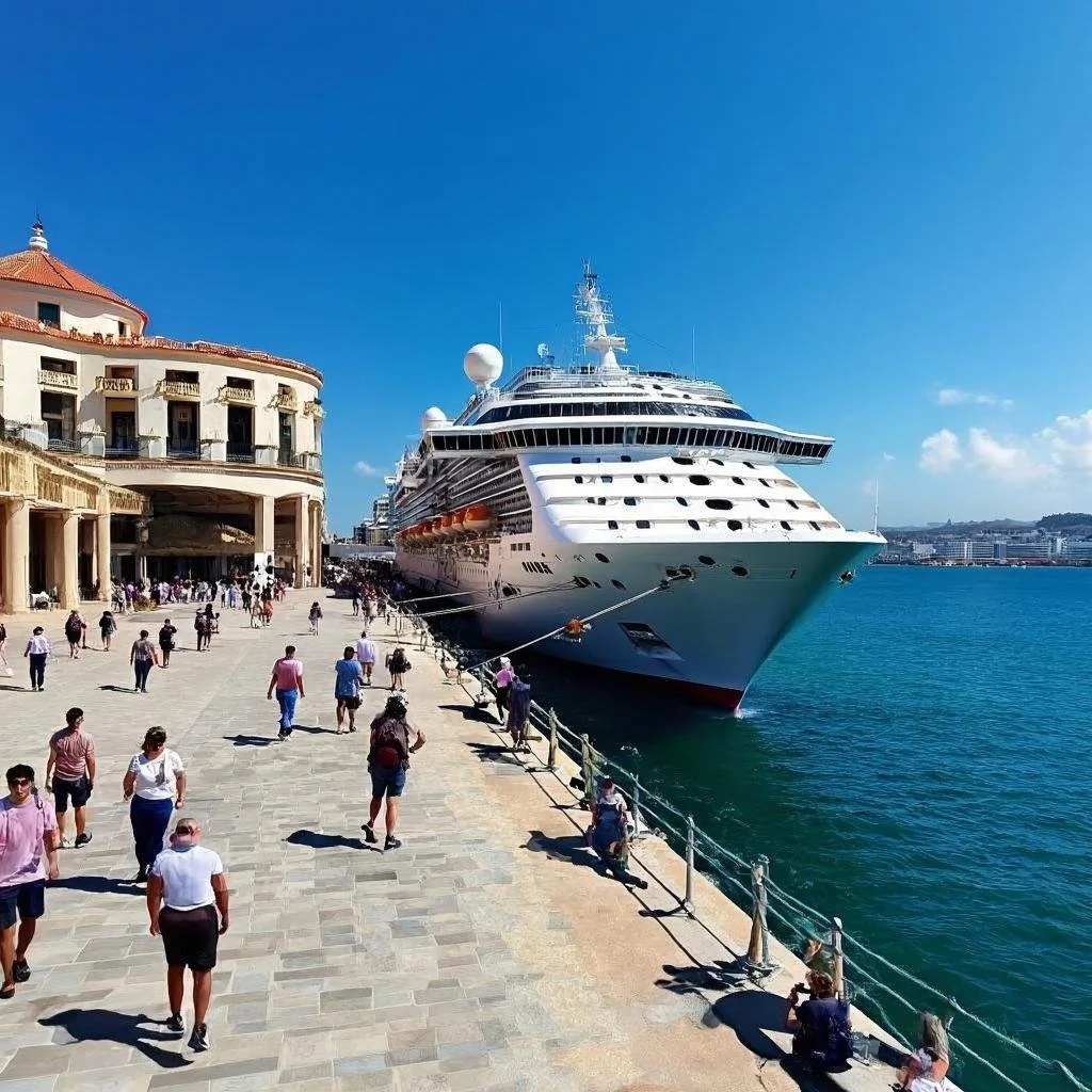 Barcelona cruise port terminal with Mediterranean architecture