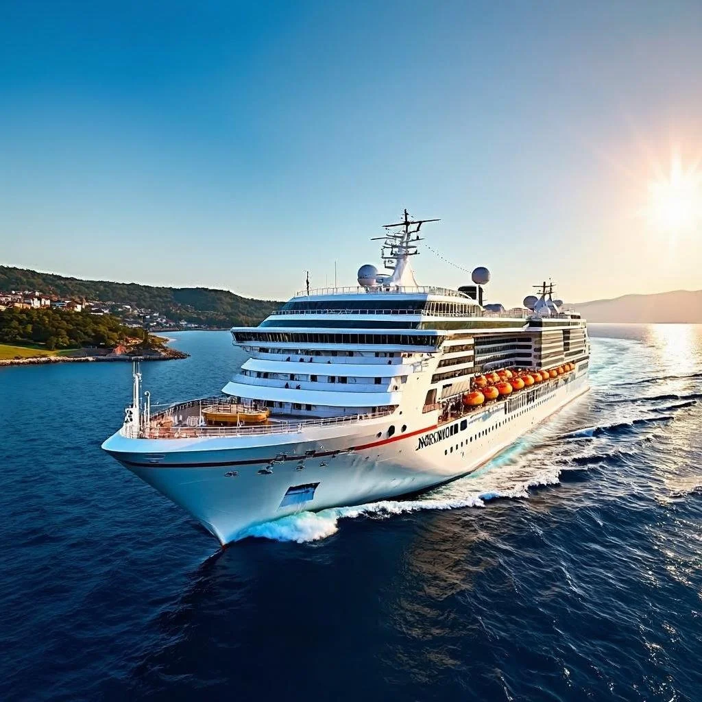 Norwegian Cruise Line ship in Mediterranean waters