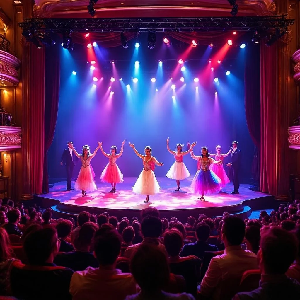spectacular cruise ship stage show, dazzling lights